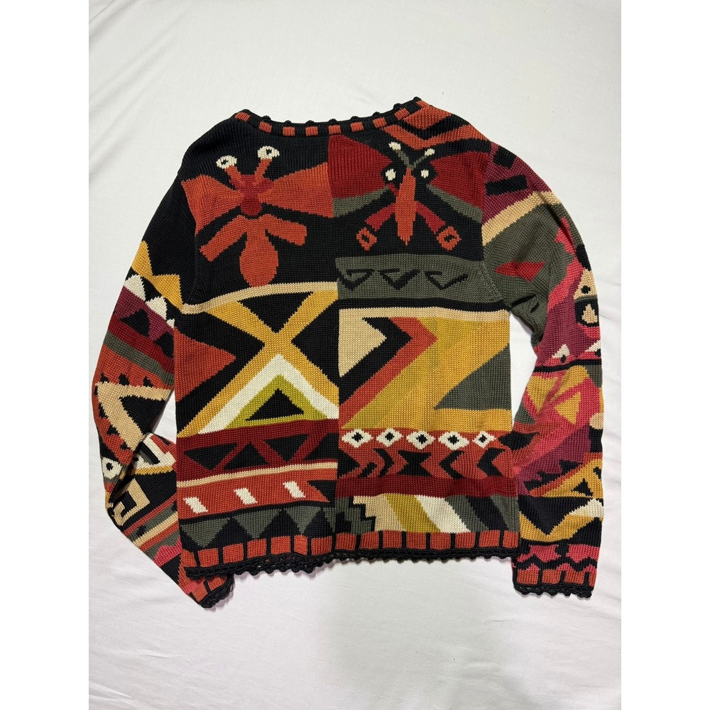 VERY RARE Peruvian Connection Pima Cotton Geometric Butterfly Cardigan Sweater